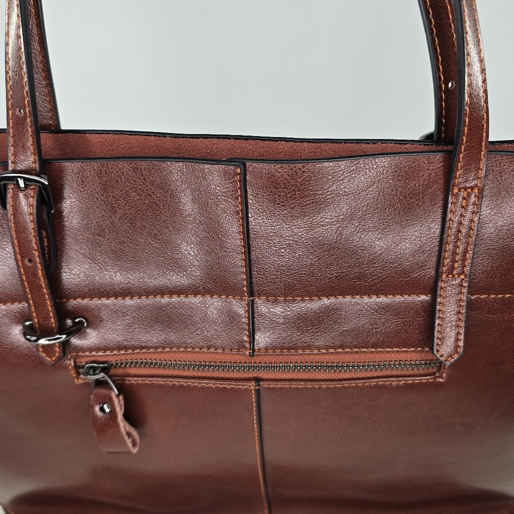 Kattee Brown Split Leather Structured Tote Should… - image 10